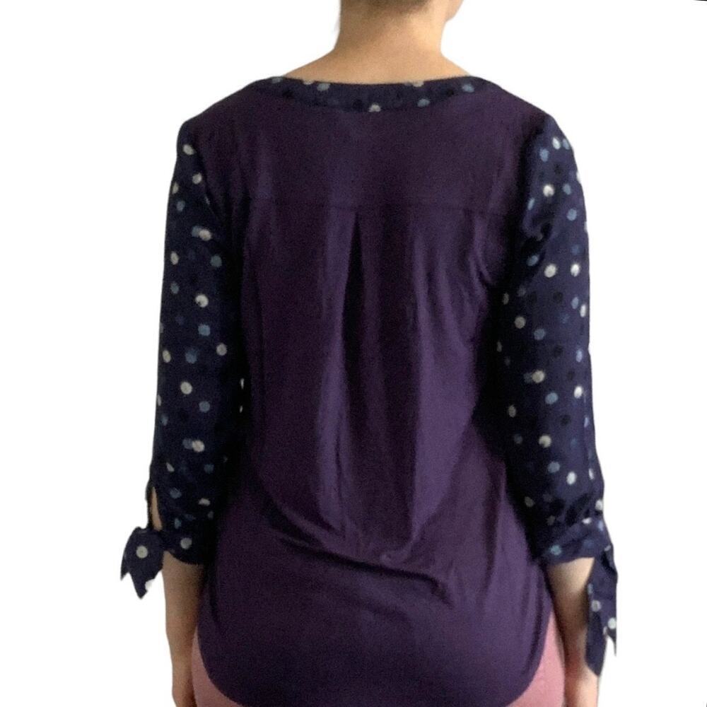 NWOT Fortune + Ivy Stitch Fix | Navy Polka Dot V-neck 3/4 Sleeve Top Blouse | XS - Picture 3 of 9